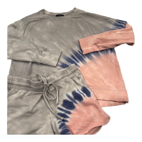 Gray and Pink Tie-Dye Women's Loungewear Set - Picture 1 of 7